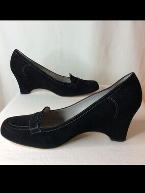 NWT Peter Kaiser black suede wedge shoes sz 7 1/2